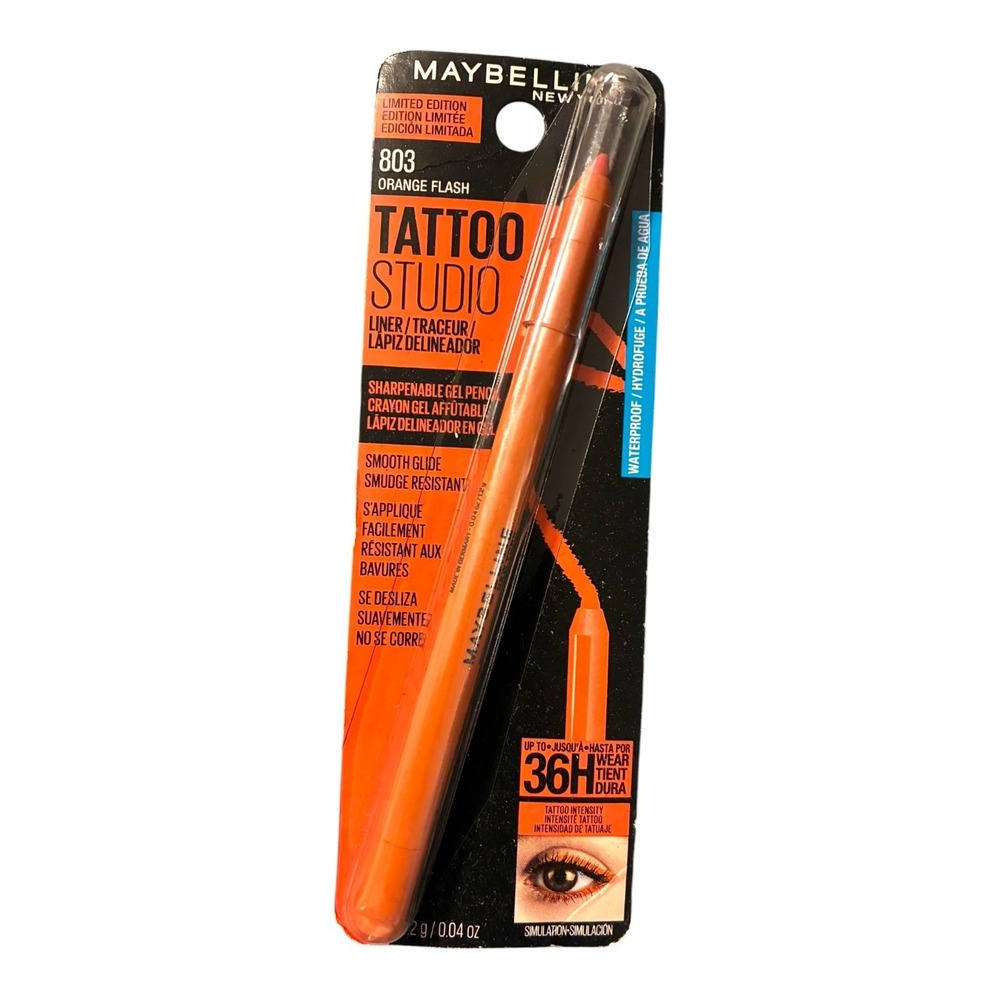 Maybelline Tattoo Studio 36H Waterproof Gel Eyeliner Pencil 803 Orange Flash LE‎